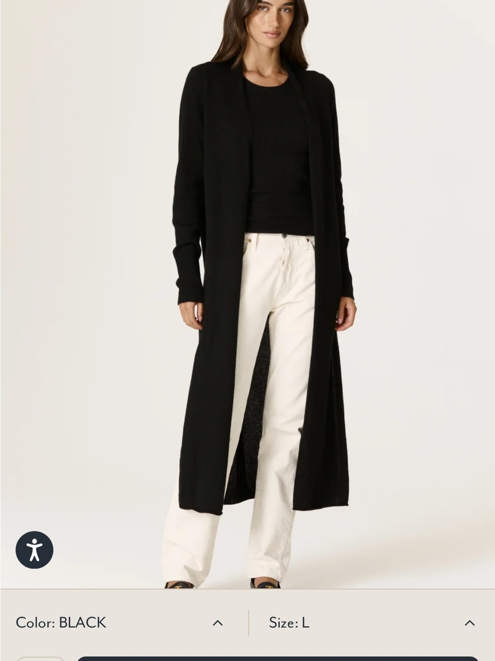 Naked Cashmere Black Longline Faye Open Cardigan Sweater - Women size L (N1)